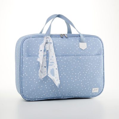 Bolsa De Maternidade Grande Menina Menino Bunny Just Baby Cor Azul Desenho Do Tecido Bolinhas