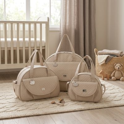 Kit Bolsa, Frasqueira E Mala De Maternidade Dreams Bege