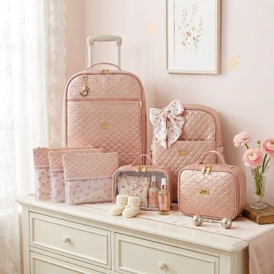 Kit Mala Bordo, Mochila, Kit Nécessaires e Kit Saco Organizadores Memphis Rose